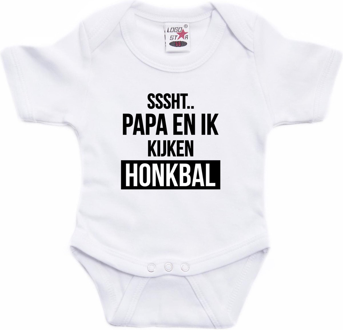 Sssht kijken honkbal tekst baby rompertje wit jongens/meisjes - Vaderdag/babyshower cadeau - EK / WK Babykleding 68