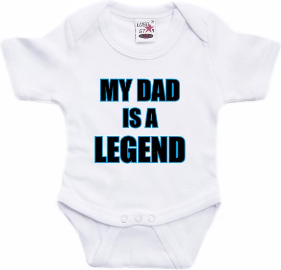 My dad is a legend tekst baby rompertje wit jongens en meisjes - Kraamcadeau /Vaderdag cadeau - Babykleding 80