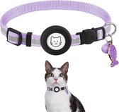 BJØRK™ Kattenhalsband Airtag - Reflecterend - Paars - Verstelbaar - 20 tot 30 cm - Tracker- GPS - Geschikt voor Apple AirTag - Kattenriem - Katten Accessoire - Halsband Kat Airtag