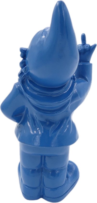 Stoobz kabouter fuck you blauw - kabouter met middelvinger - 20 cm groot - kabouter FY - tuinkabouter - stoute kabouter - Stoobz