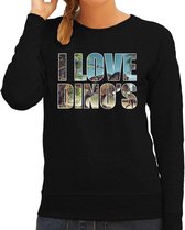 Pull texte j'aime les dinosaures avec des animaux photo d'un dino noir pour femme - pull cadeau T- Rex amoureux des dinosaures XXL
