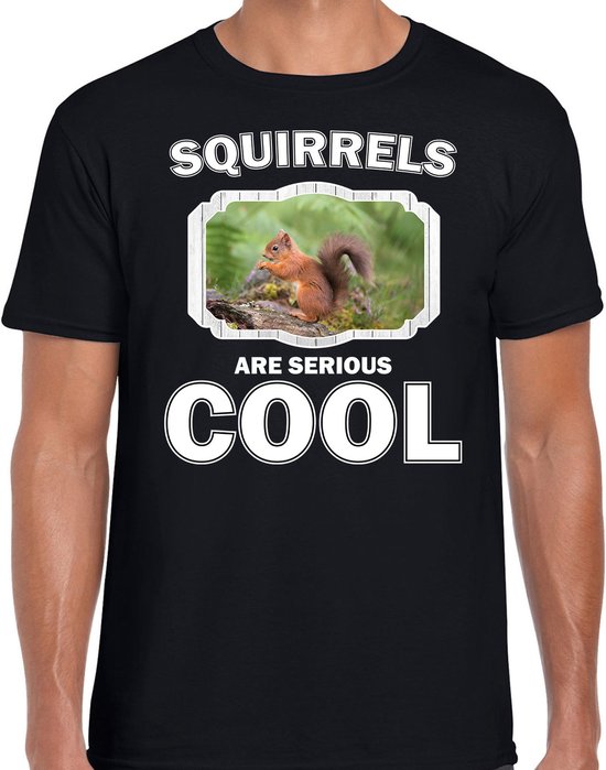 Dieren eekhoorntjes t-shirt zwart heren - squirrels are serious cool shirt - cadeau t-shirt eekhoorntje/ eekhoorntjes liefhebber S