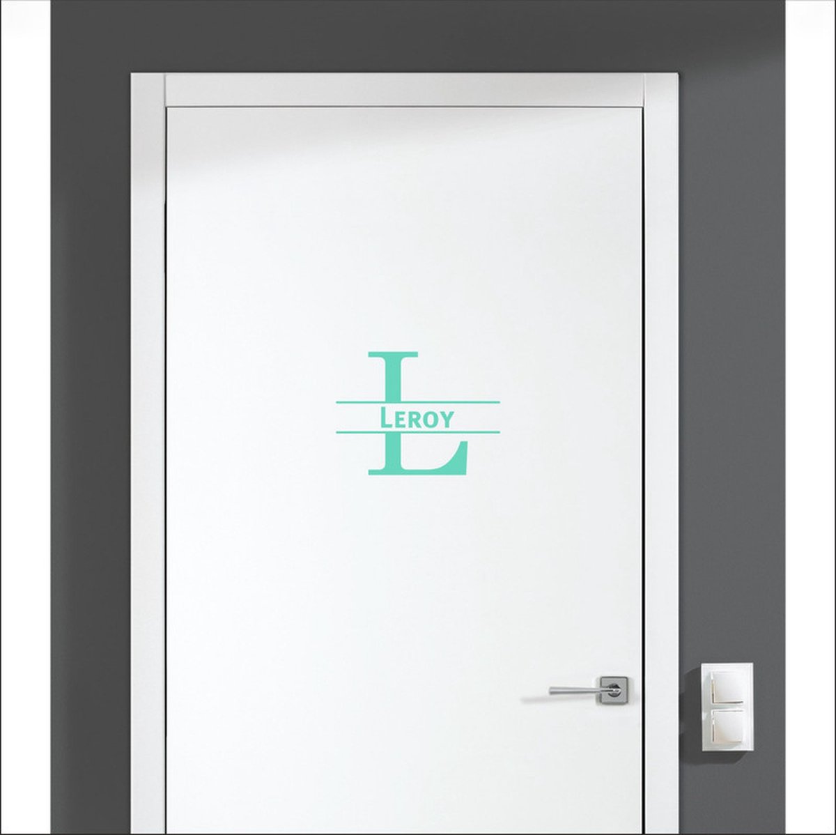 Deursticker Met Naam -  Leroy - Mint