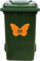 Kliko Sticker / Vuilnisbak Sticker - Vlinder - Nummer 25 - 14x21 - Oranje