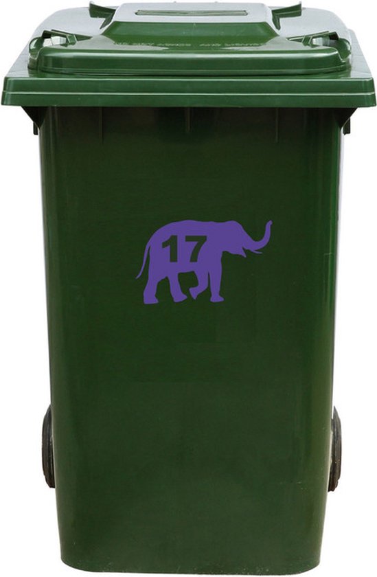 Autocollant Kliko / Autocollant poubelle - Éléphant - Numéro 17 - 14x23 - Violet