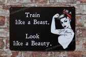 Beauty & Beast - Metalen wandbord - Wandbord - Metalen bord - Metal sign - Wand bord - 20 x 30cm - Wand decoratie - Metalen borden - UV bestendig - Eco vriendelijk - Metal sign - Bar decoratie - Tekst bord - Cave & Garden