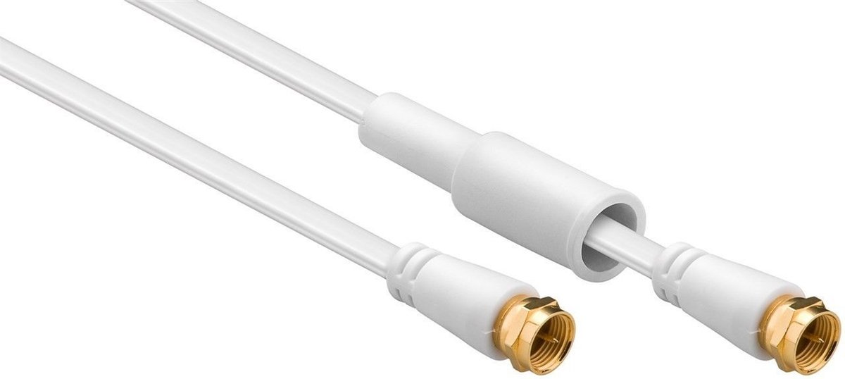F (m) - F (m) platte coaxkabel / weerbestendig - wit - 1,5 meter