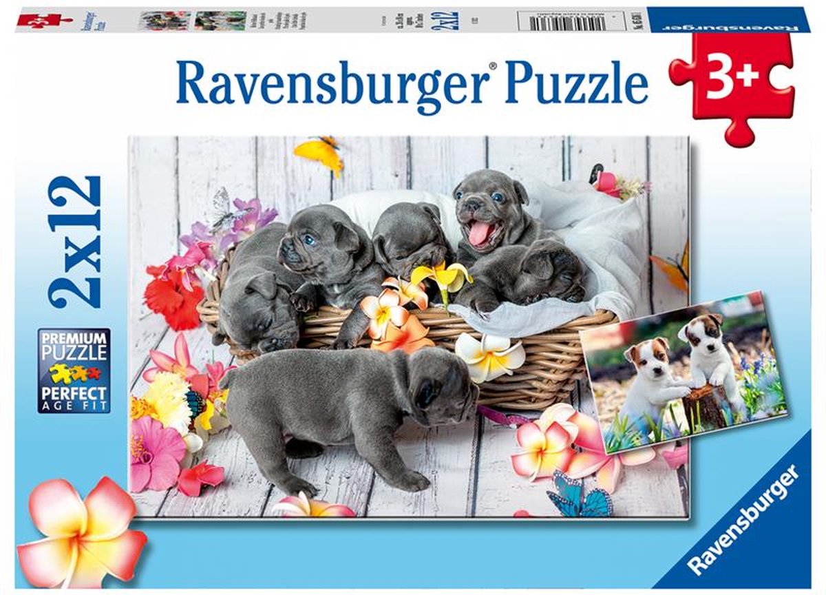 Ravensburger puzzel Schattige Haarbolletjes - 2x12 stukjes - Kinderpuzzel