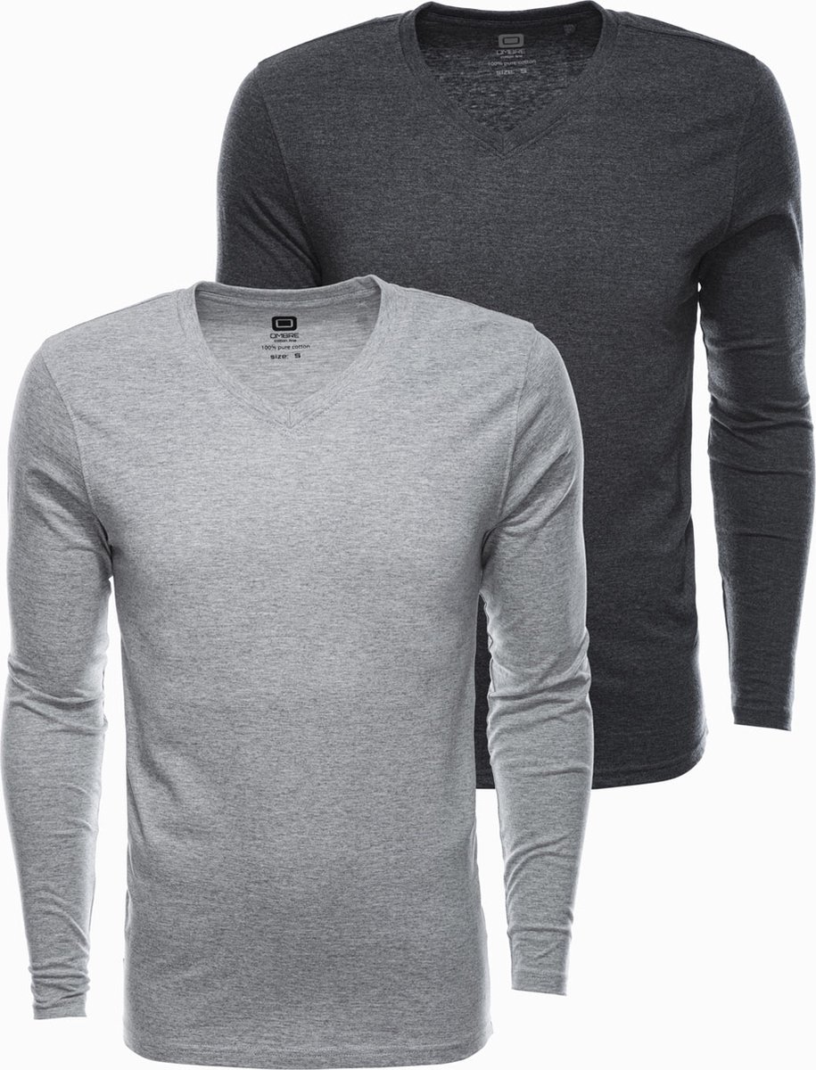 Heren effen longsleeve - mix 2-pack V1 Z41