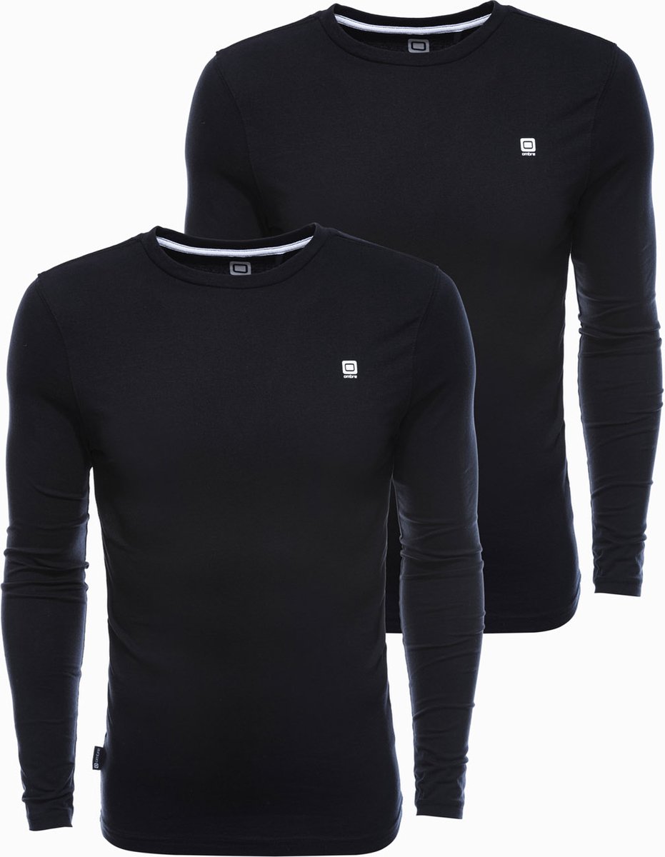 Heren effen longsleeve - mix 2-pack V3 Z40