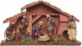 Kerststal inclusief 8 figuren van polyestone - kerststalletje incl. figuurtjes - 23 x 13 x 40 cm