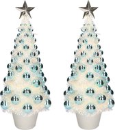 2x stuks complete kunstkerstbomen met lichtjes en ballen blauw - Kerstversiering - Kerstbomen - Kerstaccessoires - Kerstverlichting