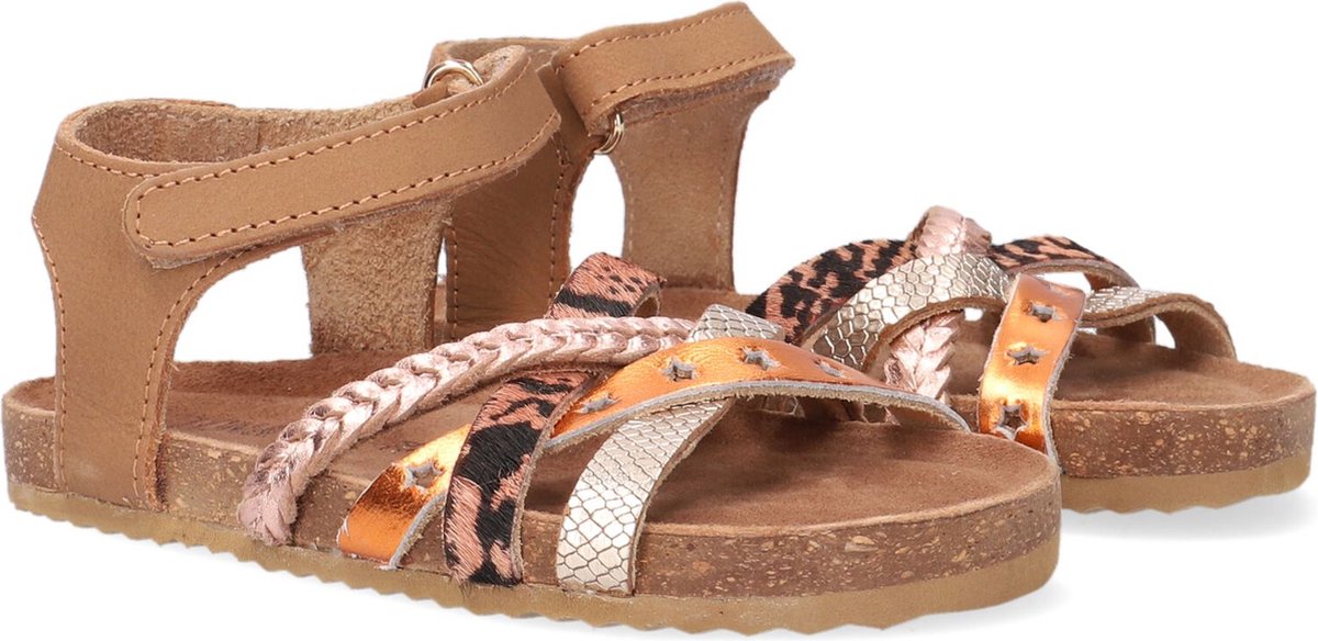 Ton & Ton Meisjes Platte sandalen - Pl_omo08 - Cognac - Leer - - Maat 24