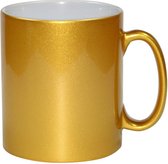 1x gouden koffie/ thee mokken 330 ml - Gouden cadeau koffiemok/ theemok