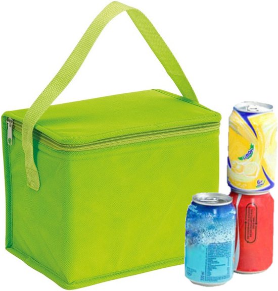 2x stuks kleine koeltassen voor lunch groen 20 x 13 x 17 cm 4.5 liter - Koeltassen van Benson — afbeelding 2