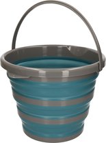 Seau pliable bleu/gris 10 litres - Seau de camping bleu pétrole/gris