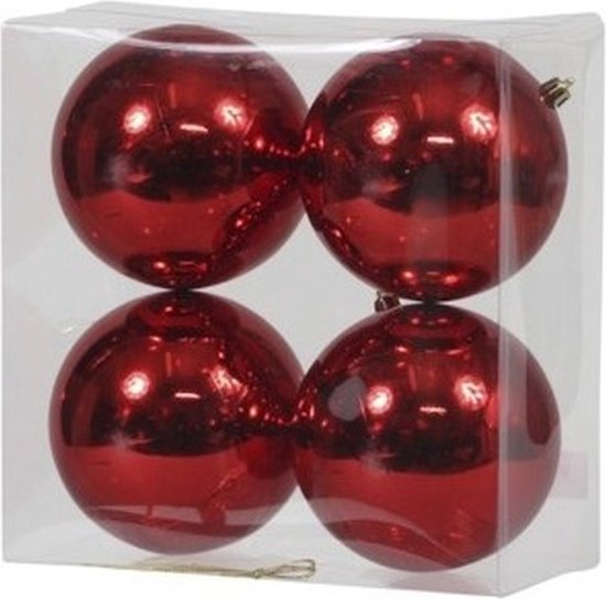 8x Rode kunststof kerstballen 12 cm Glans Onbreekbare plastic