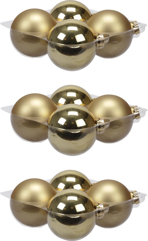 12x stuks kerstversiering kerstballen goud van glas – 10 cm – mat/glans – Kerstboomversiering