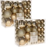 92x pcs boules de Noël en plastique champagne 4, 6 et 8 cm - Décorations Décorations pour sapins de Noël/ décorations d'arbres / décorations de Noël