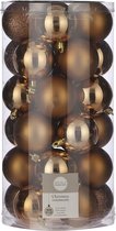 60x Kunststof kerstballen licht koper 6 cm - Onbreekbare licht koperen kerstballen 6 cm