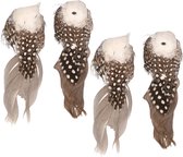 8x décoration de sapin de Noël oiseaux sur clip gris/blanc 11 cm