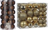 76x stuks kunststof kerstballen goud en bruin 4, 6 en 8 cm - Onbreekbare kerstballen kerstversiering