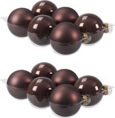 12x stuks kerstversiering kerstballen donkerbruin (chestnut) van glas - 8 cm - mat/glans - Kerstboomversiering