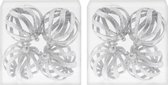 8x Zilveren open draad kerstballen met glitters kunststof 8 cm - Zilveren kerstboomversiering kerstballen