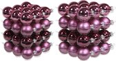 72x stuks glazen kerstballen cherry roze (heather) 4 en 6 cm mat/glans - Kerstversiering/kerstboomversiering