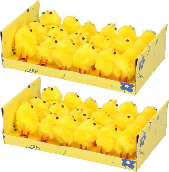 Paaskuikentjes - 54x stuks - geel - 3 cm - Paasversiering kuikentjes