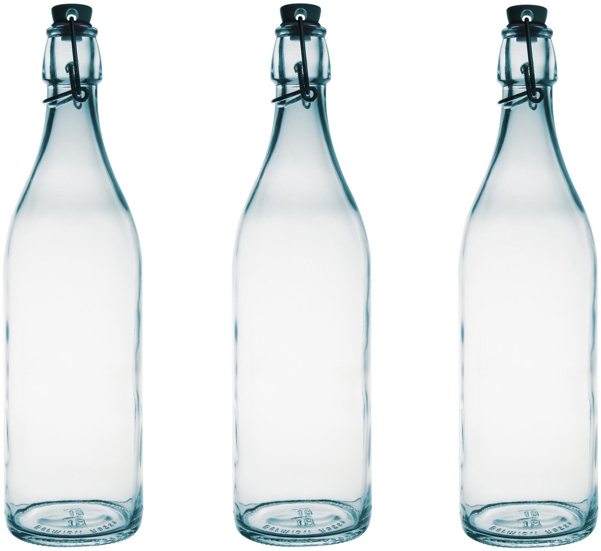 Bormioli Rocco beugelfles/weckfles - 10x - transparant - glas - 1 liter - Waterflessen/Karaffen