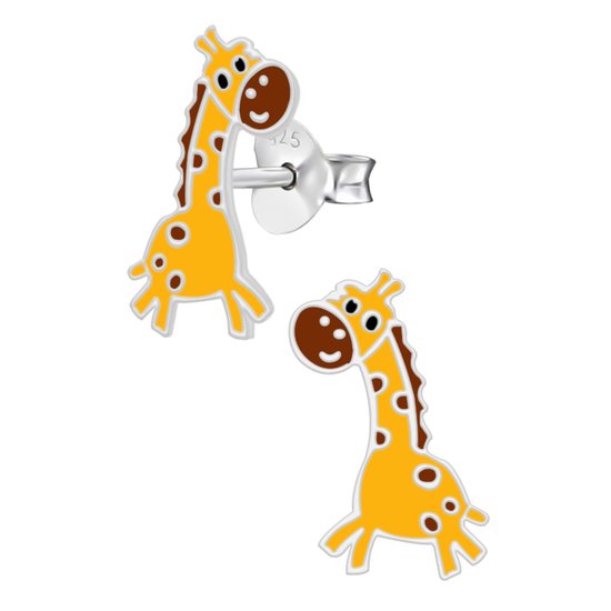 Oorbellen meisje | Zilveren kinderoorbellen | Zilveren oorstekers, giraf