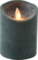 1x Antiek groene LED kaars / stompkaars 10 cm - Luxe kaarsen op batterijen met bewegende vlam