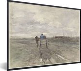 Fotolijst incl. Poster - Boerenkar op een landweg - Schilderij van Anton Mauve - 80x60 cm - Posterlijst