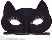 Widmann -Oogmasker Zwarte Kat - zwart - Halloween - Verkleedkleding