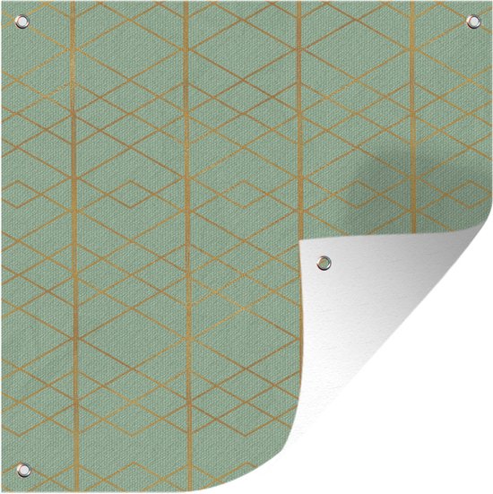Poster Jardin Or - Ligne - Motifs - 200x200 cm - Toile jardin - Poster extérieur