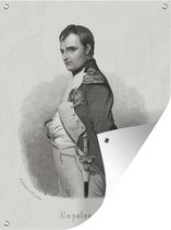 Tuinschilderij Illustratie van Napoleon Bonaparte tegen een witte achtergrond - 60x80 cm - Tuinposter - Tuindoek - Buitenposter