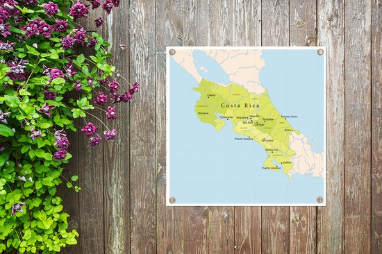 Illustration d'une carte avec le Costa Rica en affiche de jardin vert 100x100 cm - Toile de jardin / Toile d'extérieur / Peintures d'extérieur (décoration de jardin)