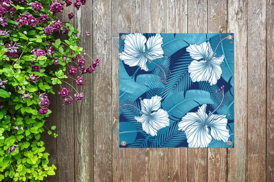 Toile de jardin Tropical - Fleurs - Blauw - 100x100 cm