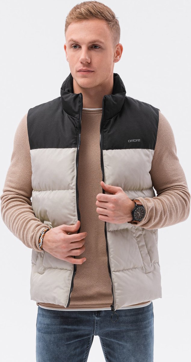 Gewatteerd herenvest V36 - beige