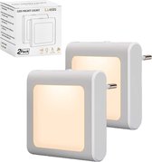 Lueas® - 2 x LED-nachtlampje plug-in/stopcontact -nachtlampje met dag/nacht sensor - plugin ledlamp – Nachtlampje - warm licht – dimbaar – Voor in de baby/kinder kamer