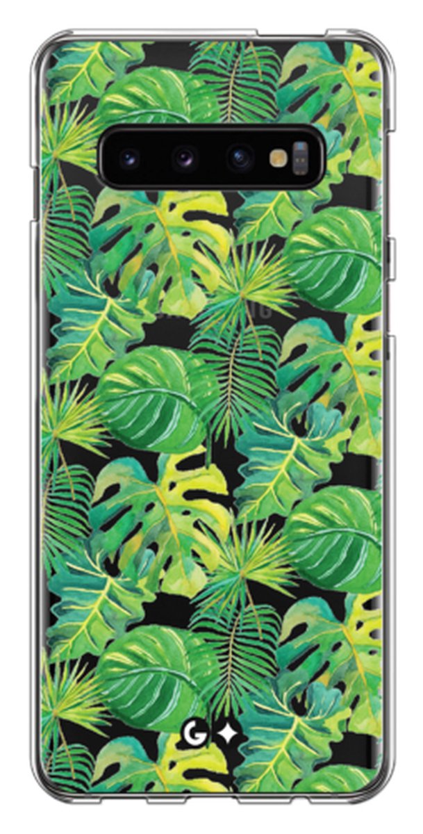 Telefoonhoesje geschikt voor Samsung Galaxy S10 Plus - Transparant Siliconenhoesje - Flexibel en schokabsorberend - Natuurcollectie - Tropicalia Transparent - Transparant