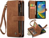 Apple iPhone 14 Plus Case Sienna Brown - Casemania Luxe Wallet Book Case with Zipper