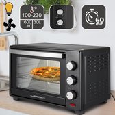 GoodVibes - Mini Oven van 30 Liter met Luchtrecirculatie en ingebouwde Timer - Binnenverlichting - Elektrisch - Deuren van Dubbelglas - 100-230 ° - 1600W - 5 Soorten Verwarming - 3 Sleuven Hoogtes - Mini Oven - Pizza Oven - Zwart