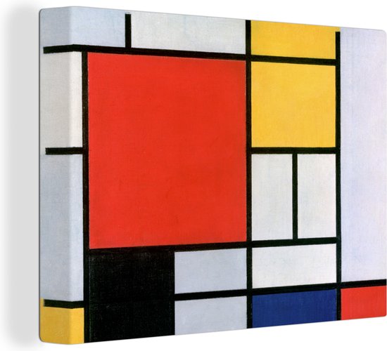 Toile Peinture Art - Mondrian - Maîtres Anciens - 160x120 cm - Décoration murale XXL