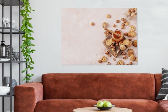 Tableau sur Toile Cookies - Miel - Noix - Cuisine - 120x90 cm - Décoration murale