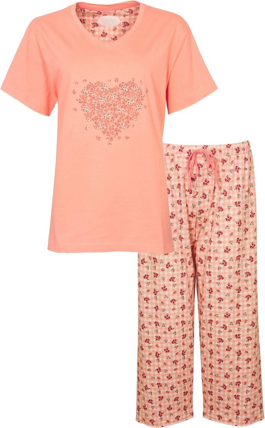 Tenderness Dames Pyjama - Katoen - Licht Oranje - Maat L | bol