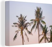 Canvas Schilderij Palmbomen - Zomer - Pastel - 80x60 cm - Wanddecoratie
