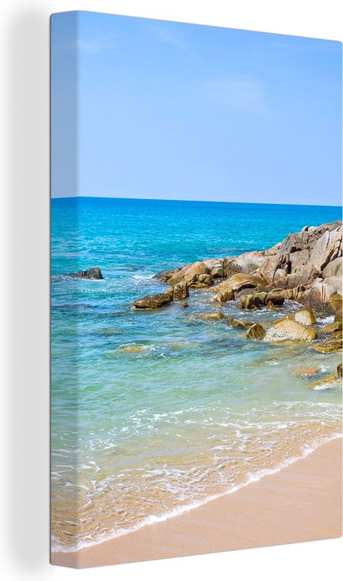 Toile Peinture Plage - Mer - Tropical - Été - 60x90 cm - Décoration murale