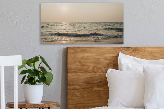 Tableau sur toile Mer - Plage - Soleil - 40x20 cm - Décoration murale